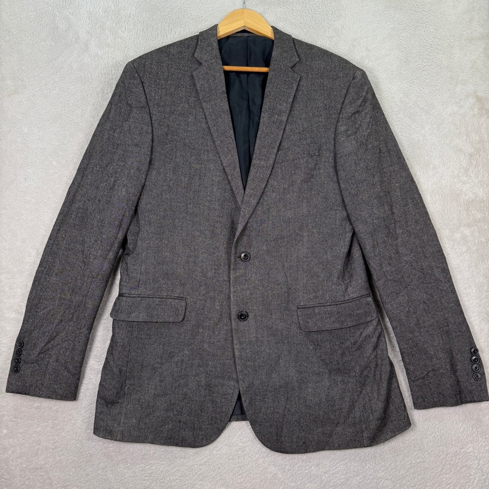Jos A Bank 1905 Mens 42L Slim Fit Wool Cotton Gray Blazer Jacket Birdseye Preppy